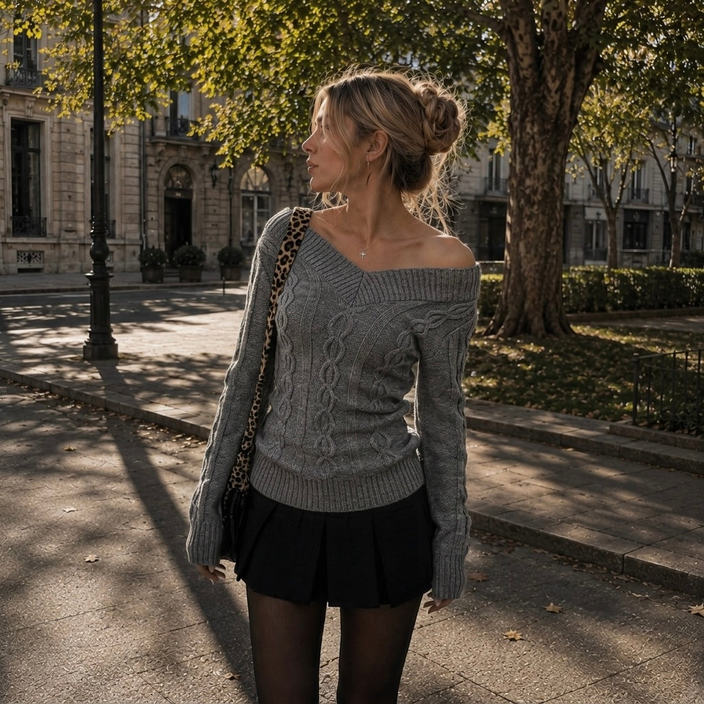 Sweater cozy Hombros Descubiertos