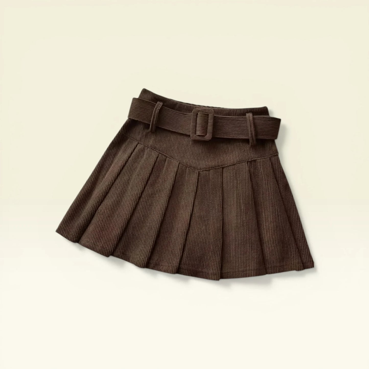 Minifalda Plisada Corduroy Belted