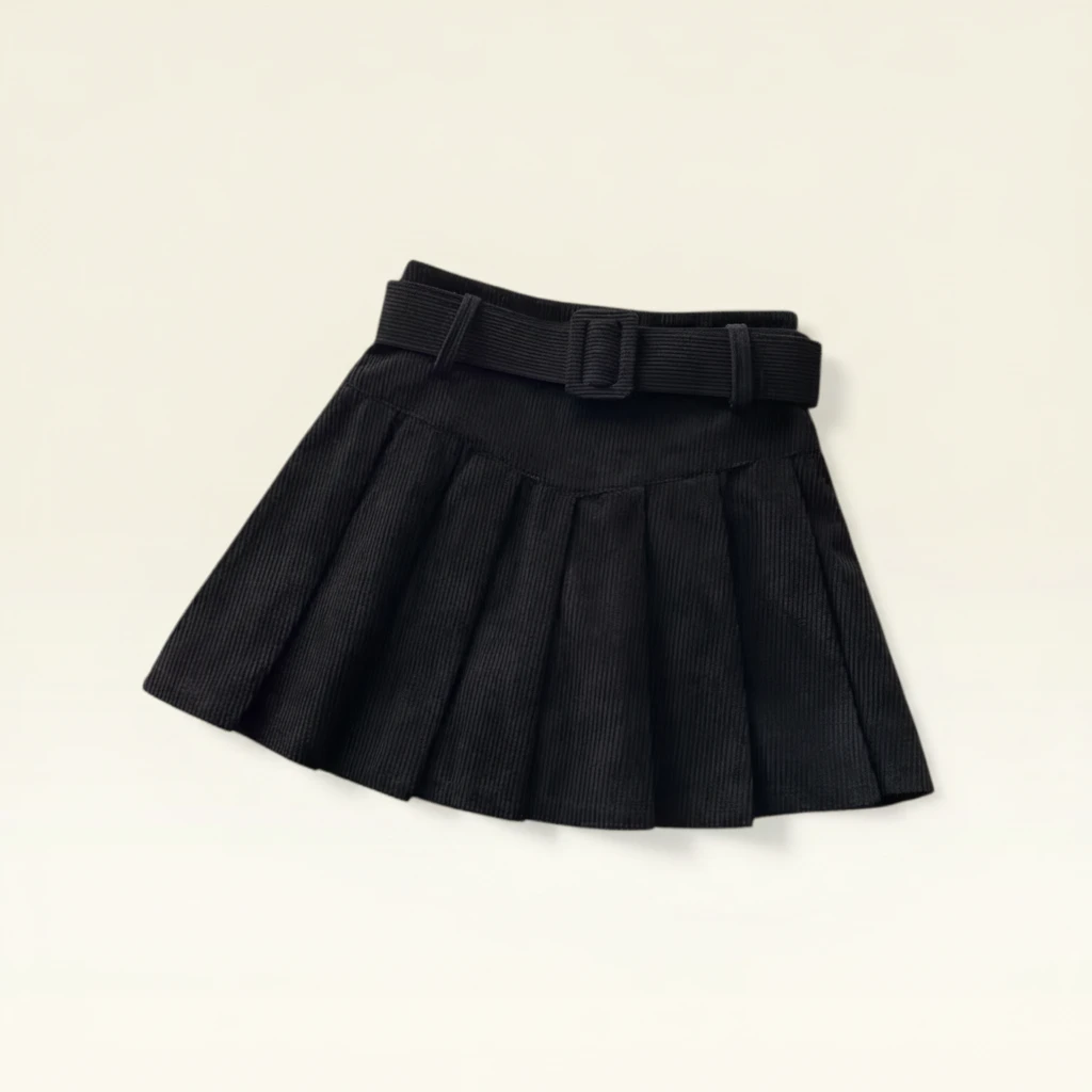 Minifalda Plisada Corduroy Belted