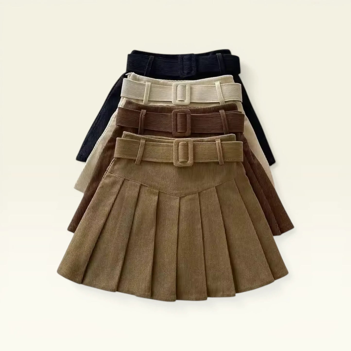 Minifalda Plisada Corduroy Belted